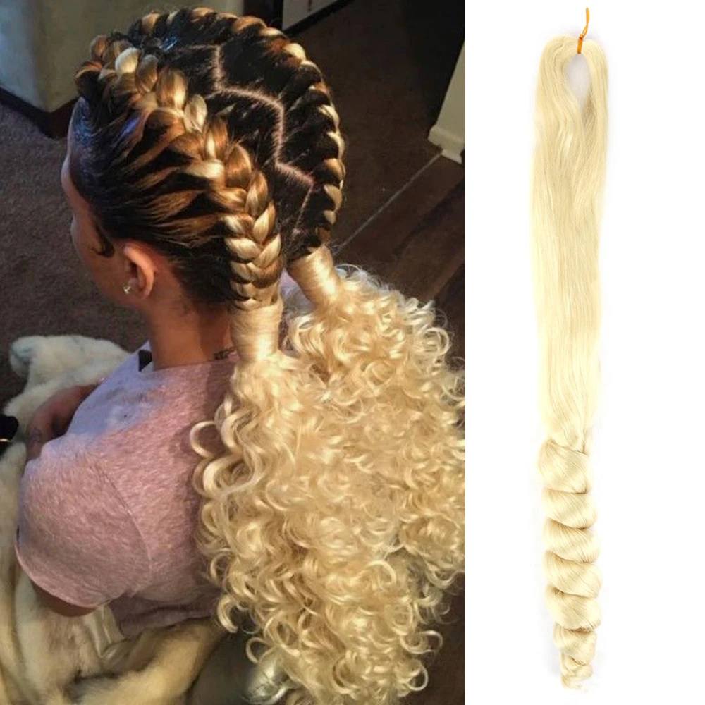 French Curls Braiding Hair 24Inch Synthetic Spiral Curls Braids Hair Extensions For Women Pre Stretched Loose Wave Braiding Hair 5