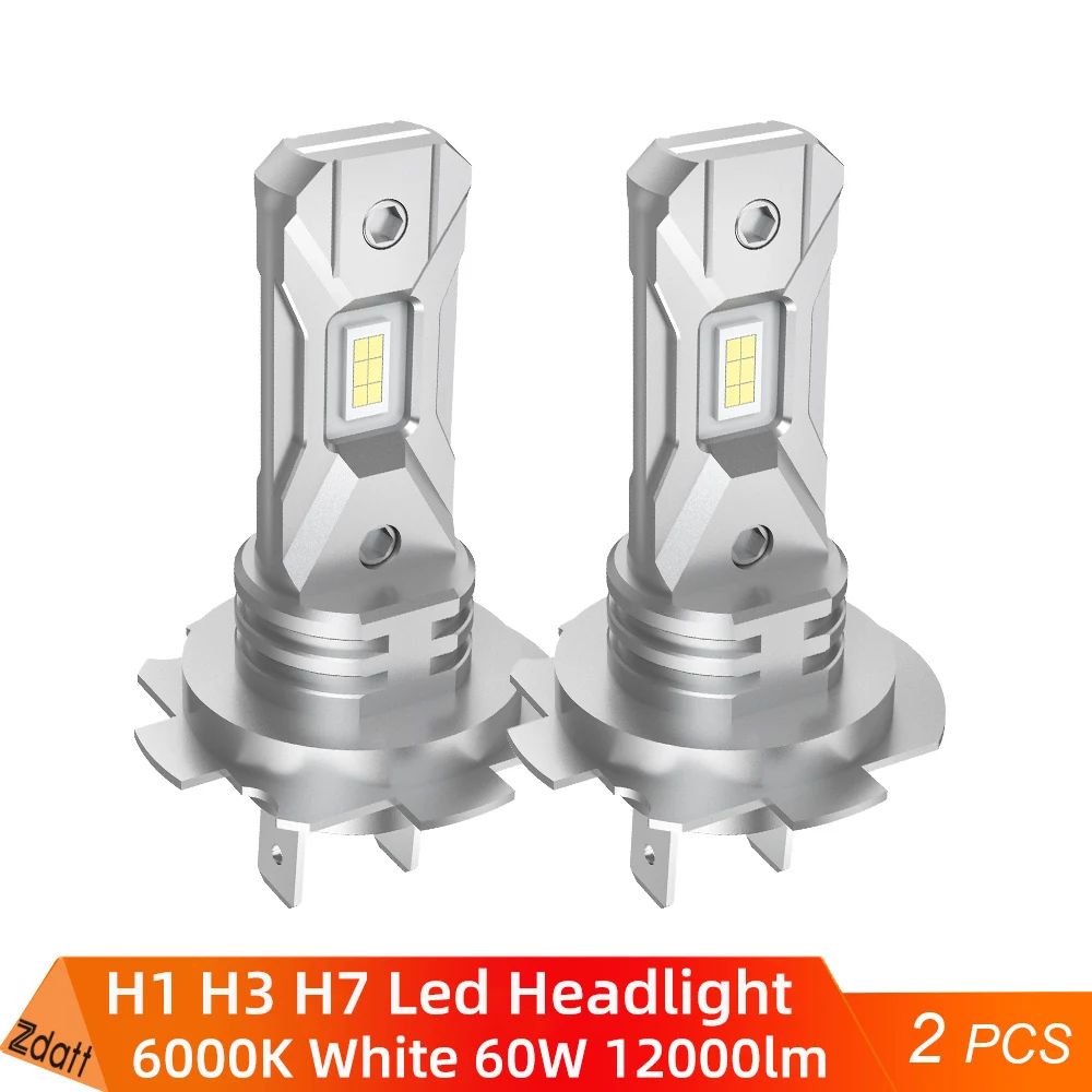 

Mini Size Auto H7 H1 Canbus LED Light Bulb H3 LED 60W 6000K 12000LM Super Bright Lamp Fanless Car Fog light H3 White Headlight