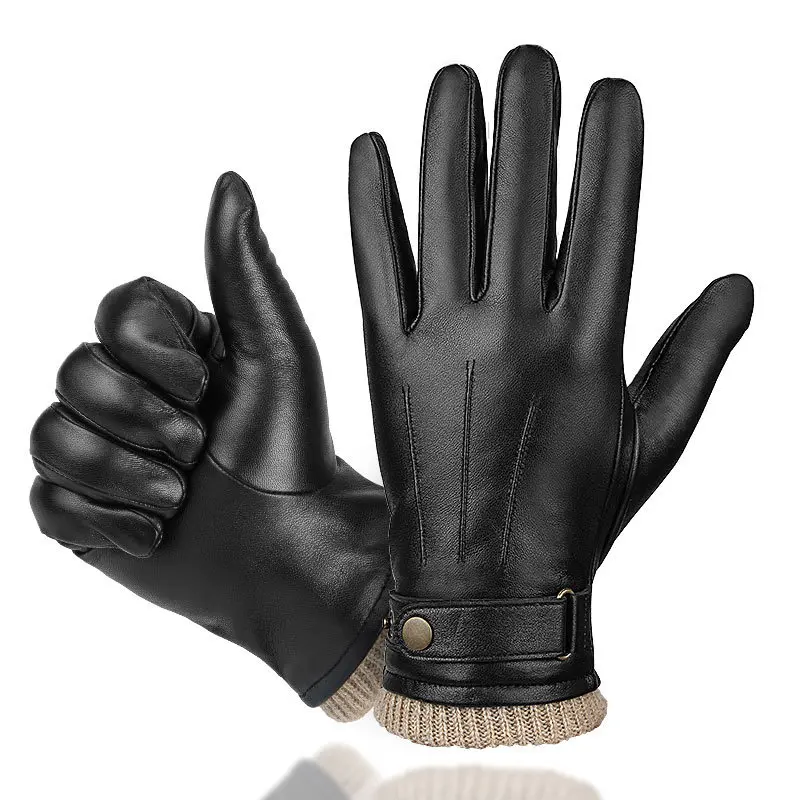 

2022 New Touch screen gloves suede ladies winter plus fleece warm outdoor riding and driving business leather gloves