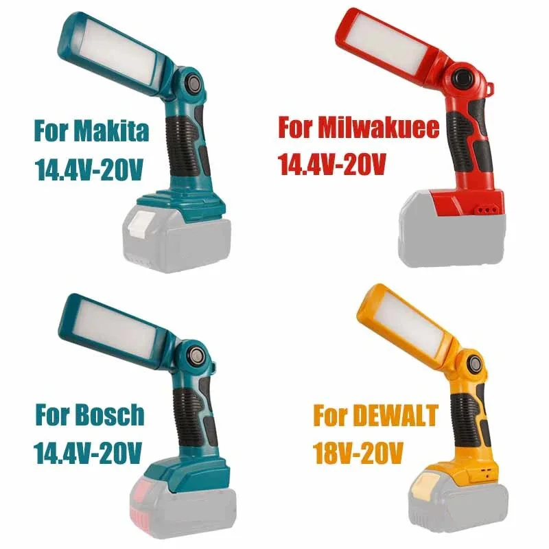 

12W Portable LED Warning Lamp Work Light for Makita for Bosch for Dewalt for Milwaukee for Ryobi Power Tool 18V Lithium Battery