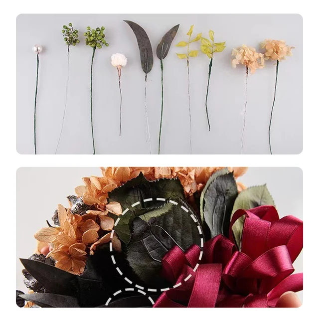 100pcs Artificial Bouquet Accessories Floral Wire Stems Wreath Making  Flower DIY Flower Craft Iron Wire Glue