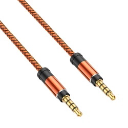 Premium 3.5mm Mini Round Car Aux Audio Cable - 3m (Orange)