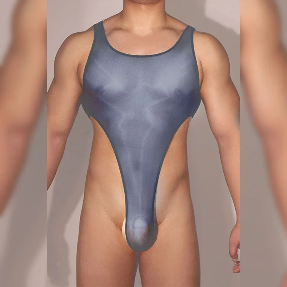 

Mens Leotard Bodysuit Stretchy Backless Thong High Cut Swimwear Shiny Bodysuit Lingerie Enhance T-Back Jockstrap Swimsuit