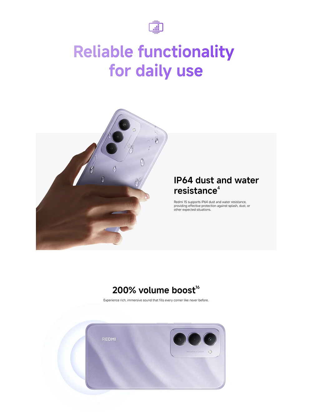 Smartphone Redmi 15 4G 8 Go/256 Go Puissant Snapdragon ® 685 AI Double Caméra 6,9" FHD 7000mAh Xiaomi Super Batterie 33W. Livraison Gratuite. S1500364a92184ef7ad2cef9c16b54562L