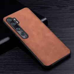 Premium Scratch-Resistant Solid Color PU Leather Phone Case for Mi Note 10 Lite (Brown)
