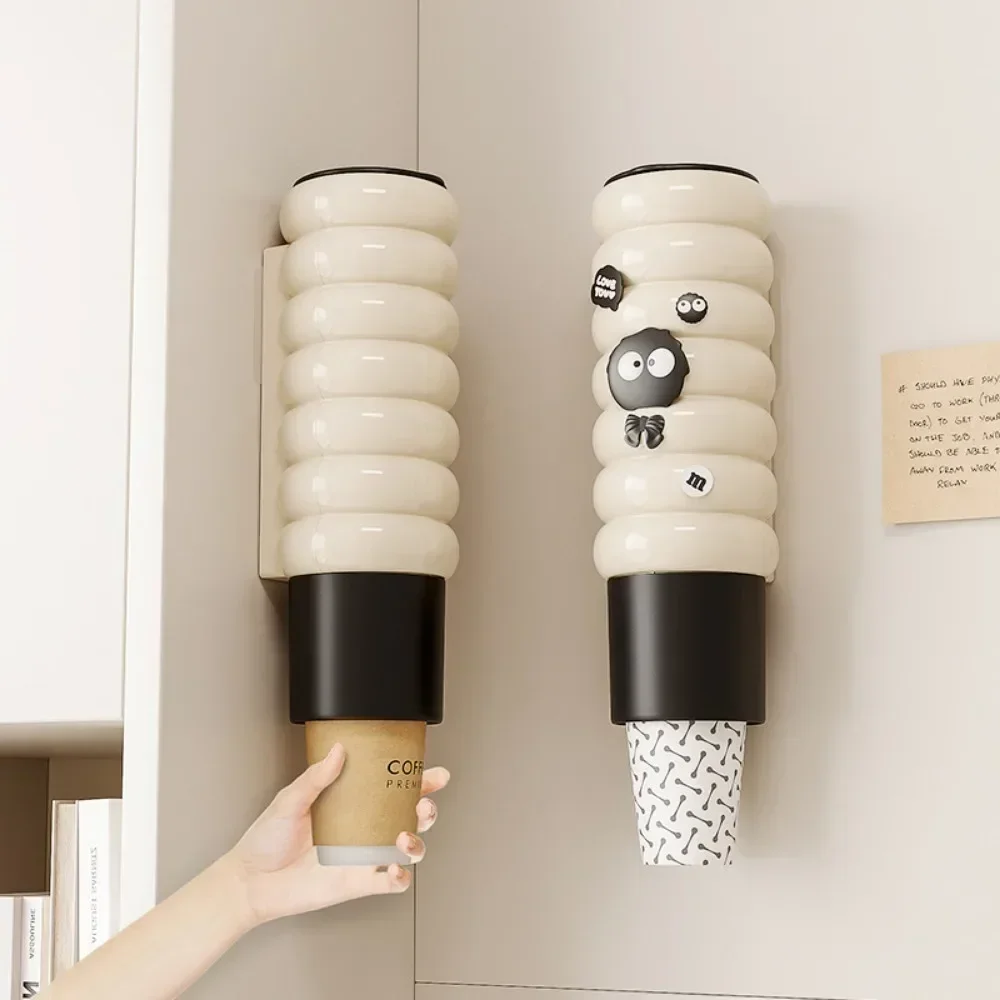 Cartoon Wall Mounted Water Cup Holder, Disposable Cup Picker, Plastic Storage Rack, Household Shelf without Drilling