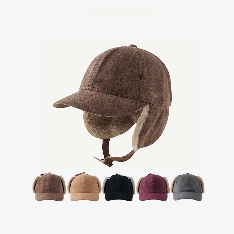 

Winter Velvet Cold-proof Cap Male Female Tide Japanese Retro Cycling Thick Windproof Warm Ear Protect Lei Feng Bomber Hat