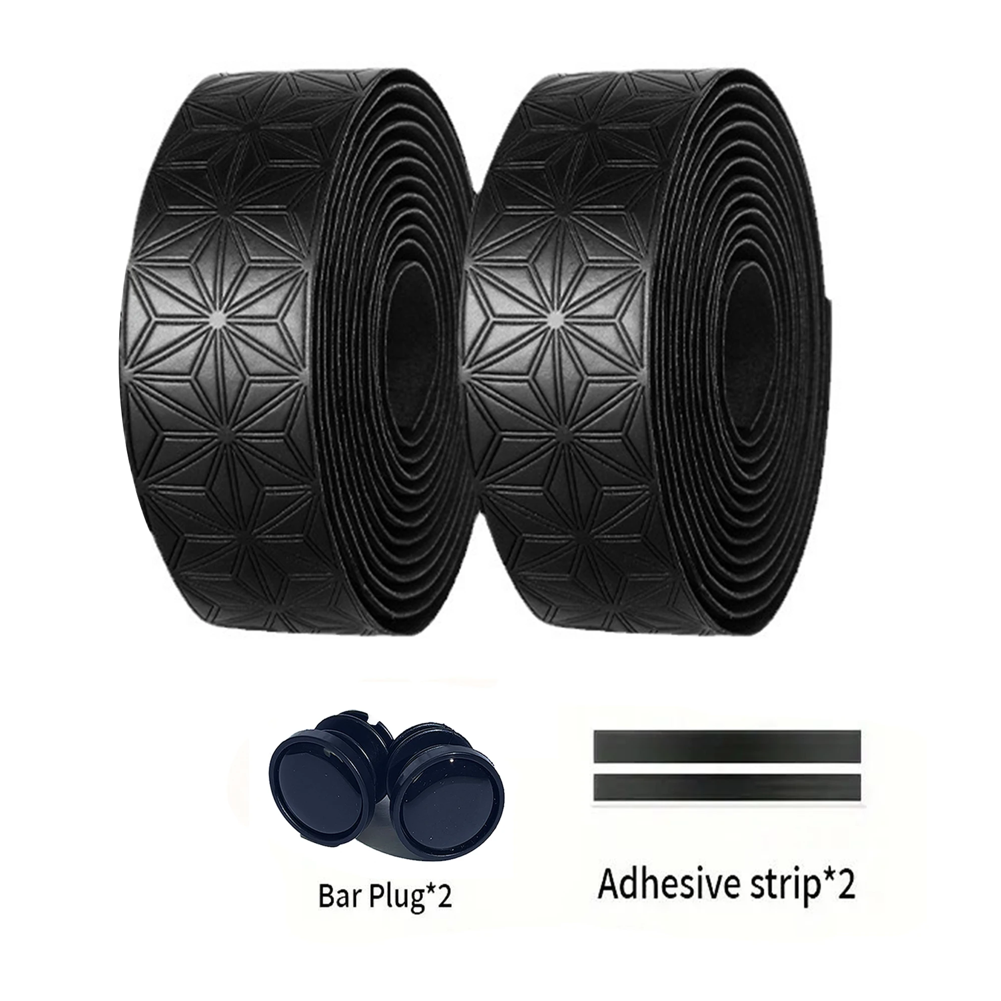 Pair of Anti-Slip Shock-Absorbing Road Bike Handlebar Tape with Bar End Plugs