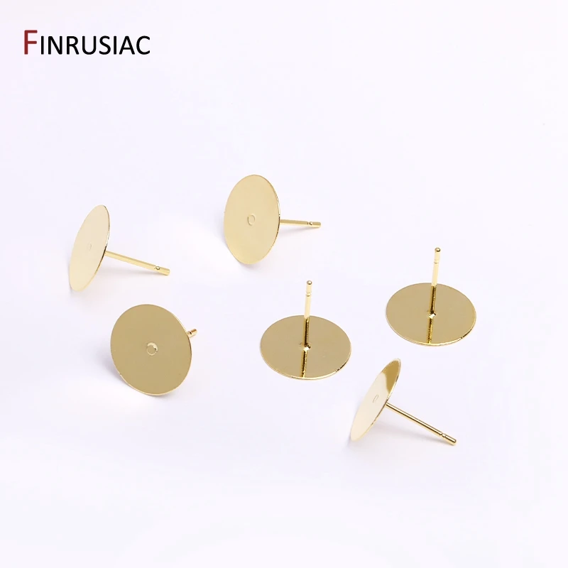 Jewelry Findings 18k Gold Plated Copper Post Earring Base Earring Studs Blank DIY Earrings Accessories Jewellery Making Supplies