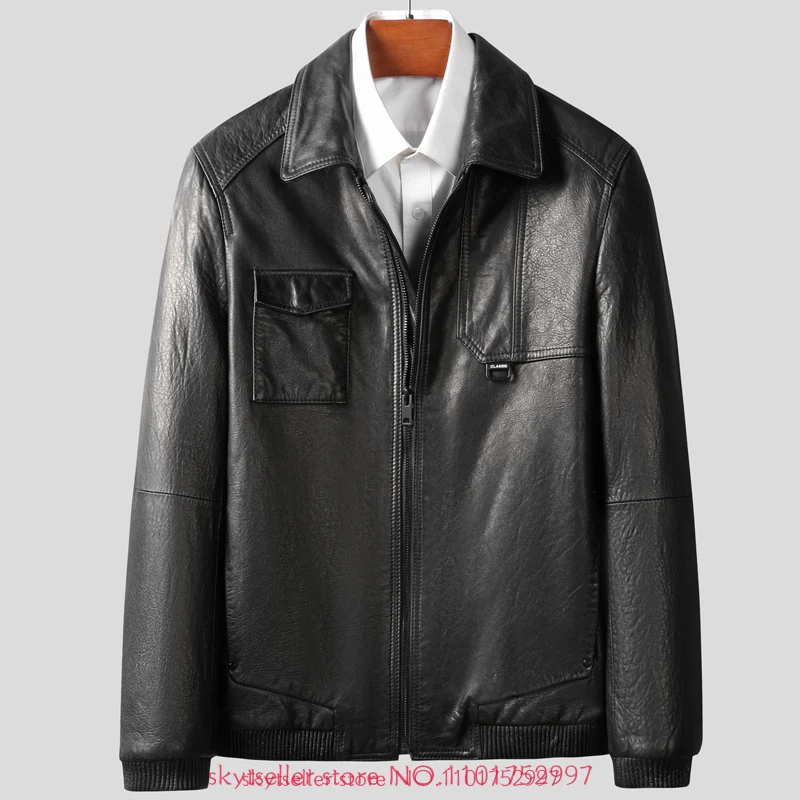 

Куртка мужская из натуральной кожи, овчина, пальто, деловой стиль, весна-осень, 750