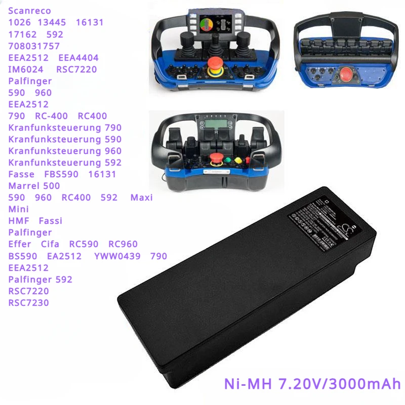 

Аккумулятор емкостью 3000 мАч для Scanreco BS590,EA2512,FBS590, kranfunksкурирование 590592790960, Marrel 500,RC400,RC590,RC960