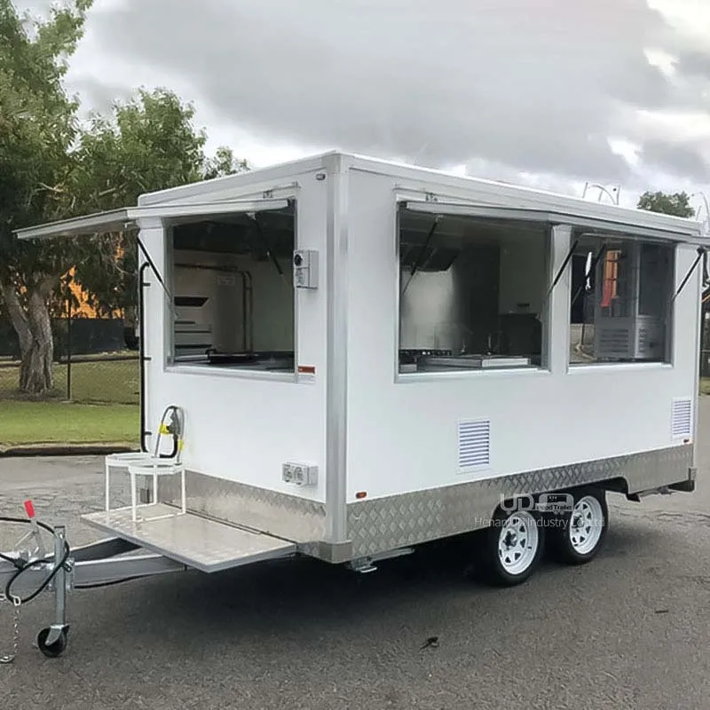 Food Trailer Mobile Kitchen Equipment Commercial Street Food Shop Ice Cream Cart Mini Travel Trailer Halal Vegan Food Truck