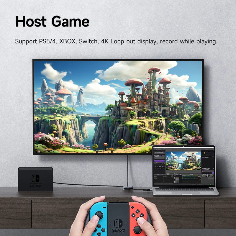 Hagibis-cartão de Captura de Vídeo Compatível com Hdmi Usb a c Cartão de Gravação 1080p com Saída de Loop 4k para Switch Xbox Ps4 Transmissão ao Vivo - Imagem 2