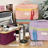 Ladies' Color Blocking Checkered Makeup Bag Women's Ins Large Capacity Makeup Brush Storage Bag 1