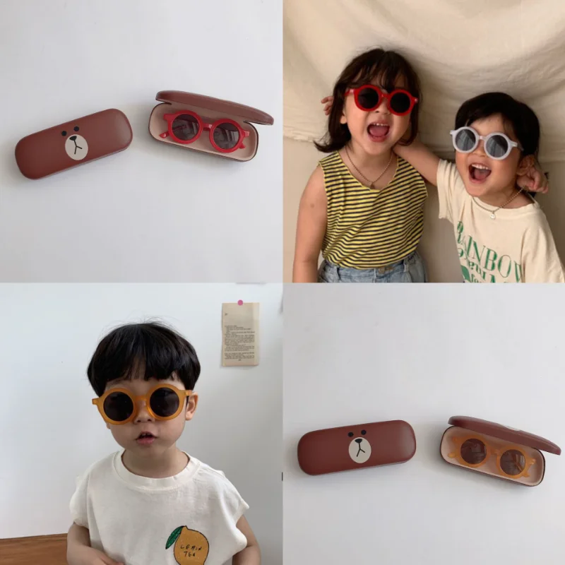 Doll Accessories Children's Glasses Retro Round Frame Sunglasses Boys and Girls' Sunglasses Show Sunglasses with Box 1pc dogs cats pet glasses lovely small dog glasses pet products for little dog cat eye wear dog sunglasses photo pet accessories