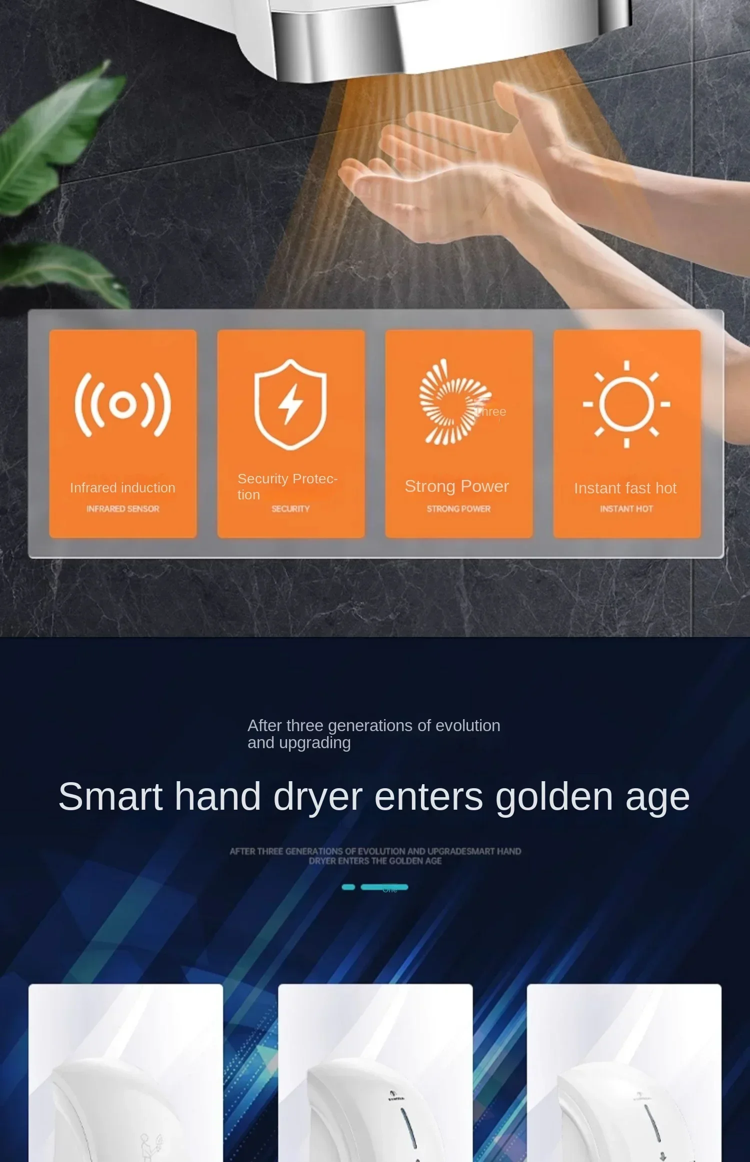 Description Picture 2 of item220V Morton Automatic Hand Dryer with Sensor, Quick Drying and Hygienic for Bathroom