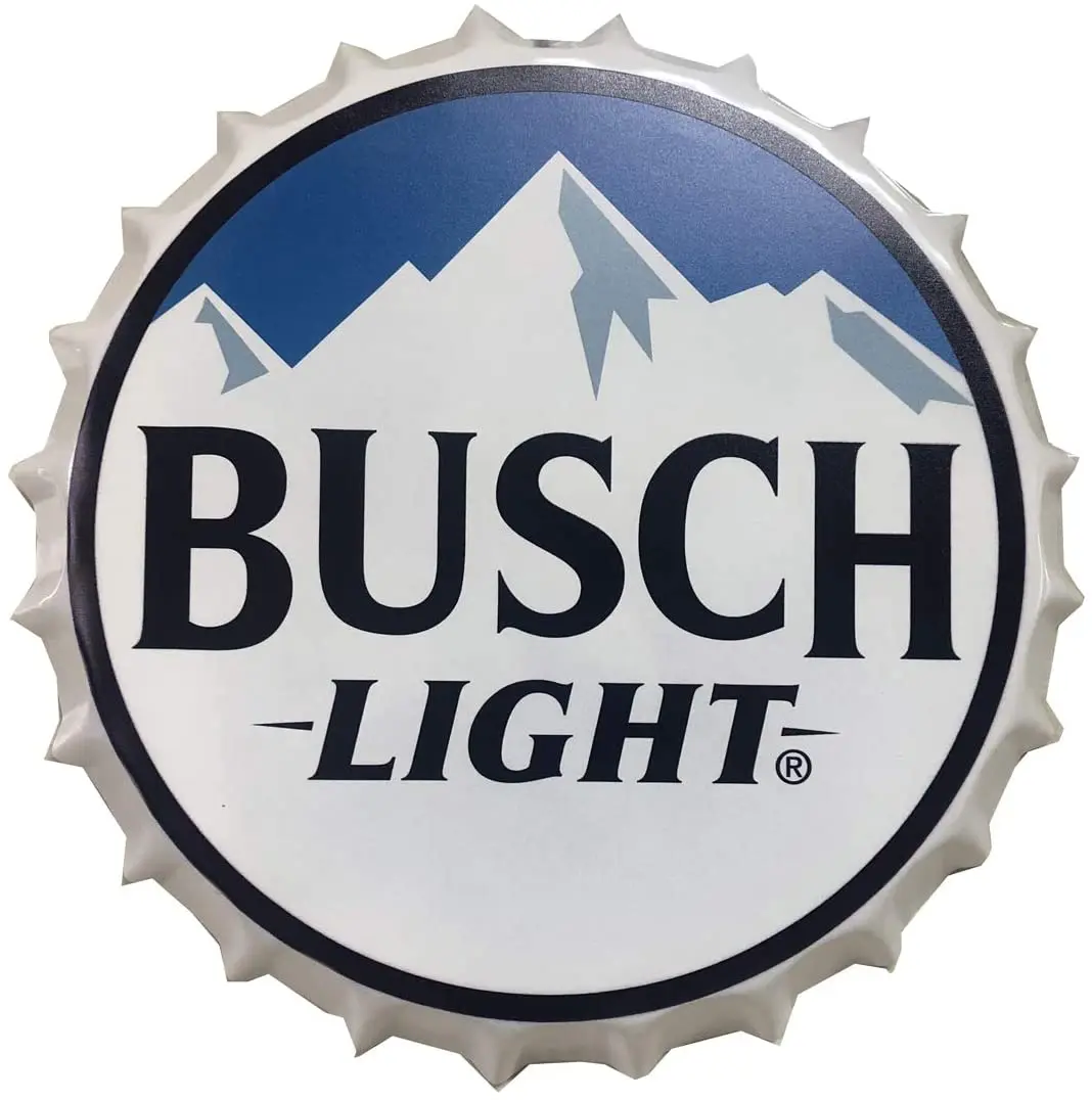 

Busch Light Decorative Bottle Caps Metal Tin Signs Cafe Beer Bar Decoration Plat 13.8" Inches Wall