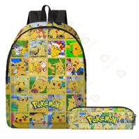 2 pz/set Anime Pikachu Pokemon Stampa Zaino Scuola Pikachu Ragazzi Ragazze Moda Laptop Zaino di Grande Capacità per I Regali 12