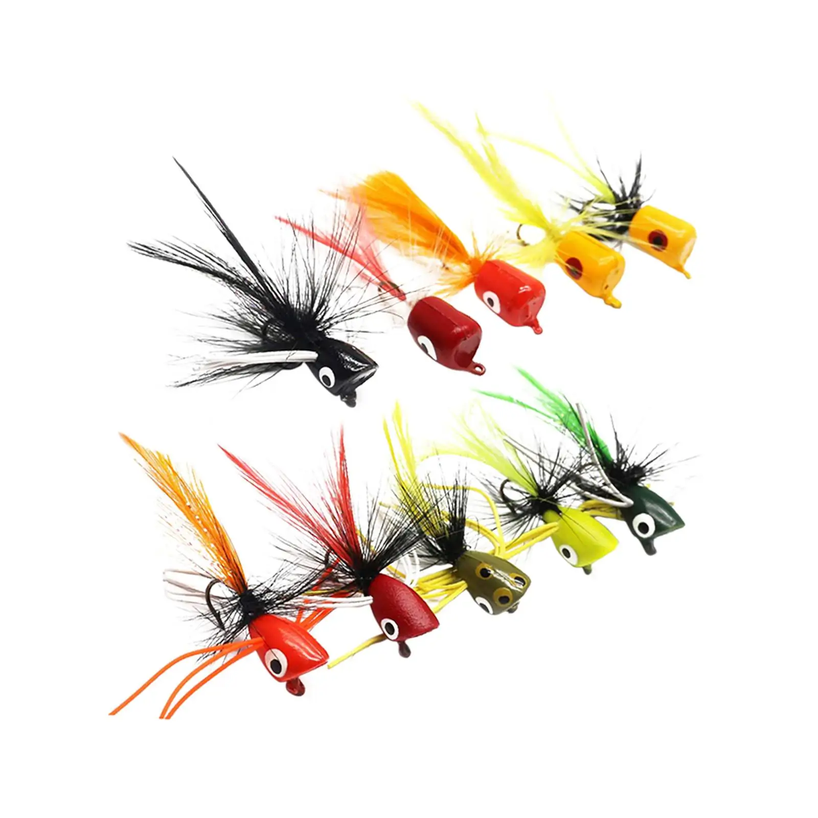 10x Fly Fishing Poppers Kit Artificial Baits Assorted Topwater