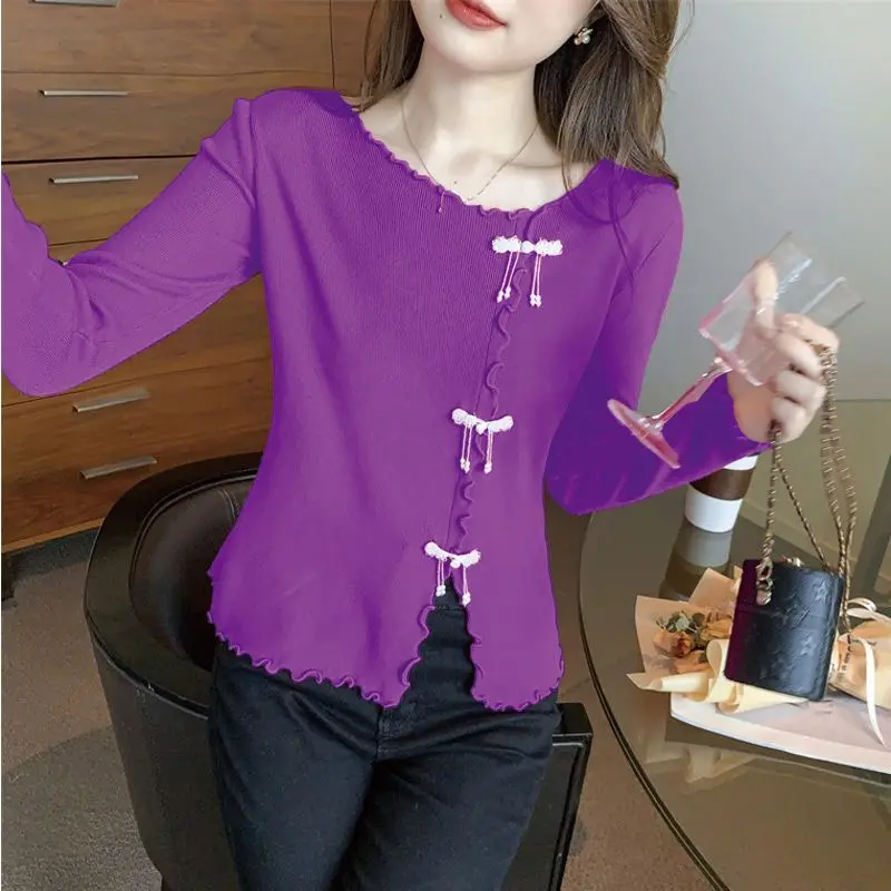 

Elegant O-Neck Spliced Beading Ruffles Blouses Women's Clothing 2023 Autumn Winter Loose Korean Pullovers Office Lady Shirts
