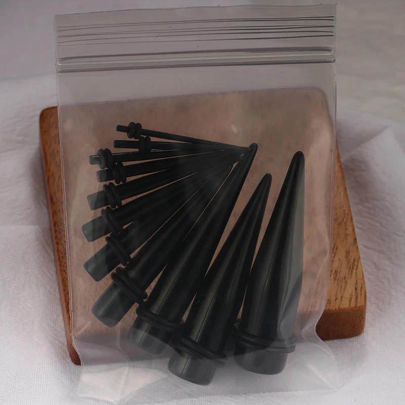 Black Acrylic Ear Tapers Stretching Kits Piercing Expander Stretchers Plugs Tunnels 11PCS/Lot