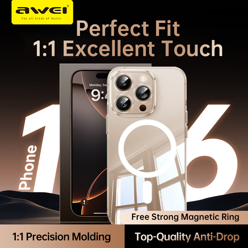 Awei For Magesafe Magnetic Transparent Wireless Charge Case For iPhone 11 12 13 14 15 16 Pro Max