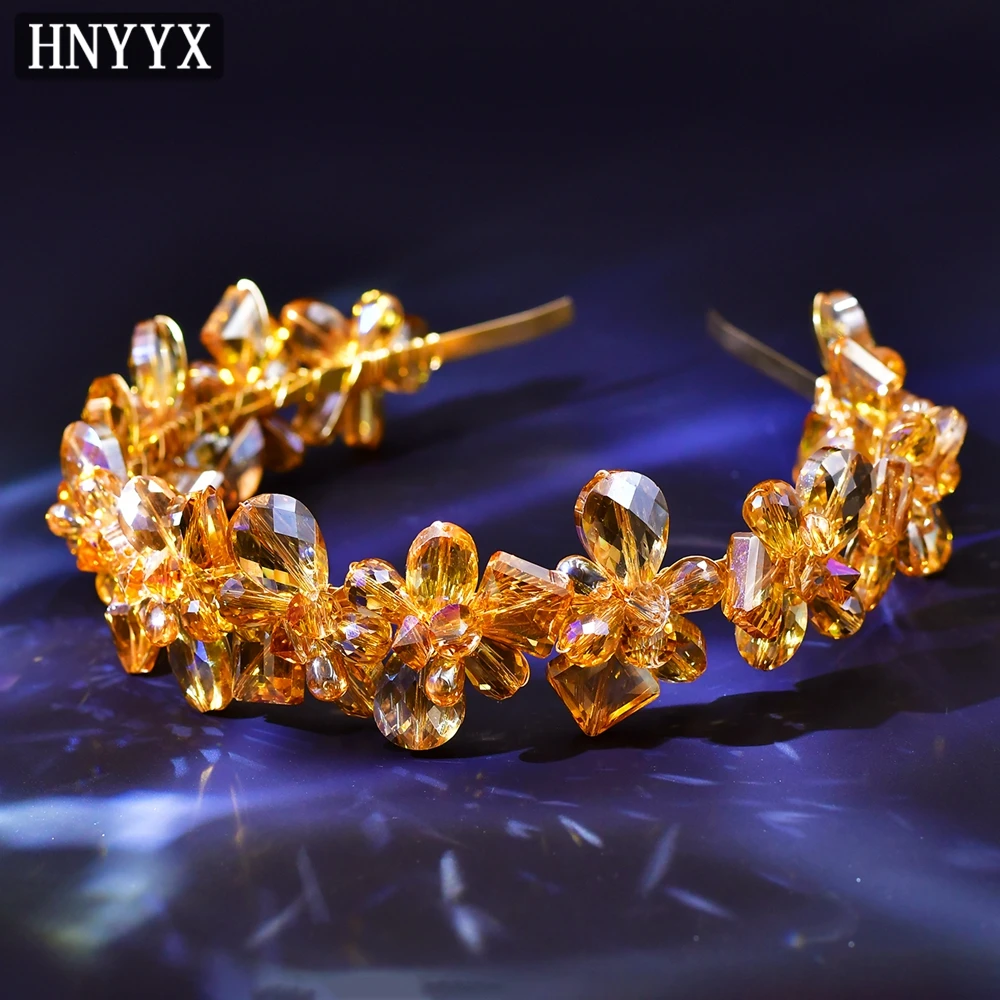 

HNYYX Amber Crystal Headband Fashion Hair Accessories Narrow Rhinestone Hair Hoop for Lady Party Girls Hairbands A18