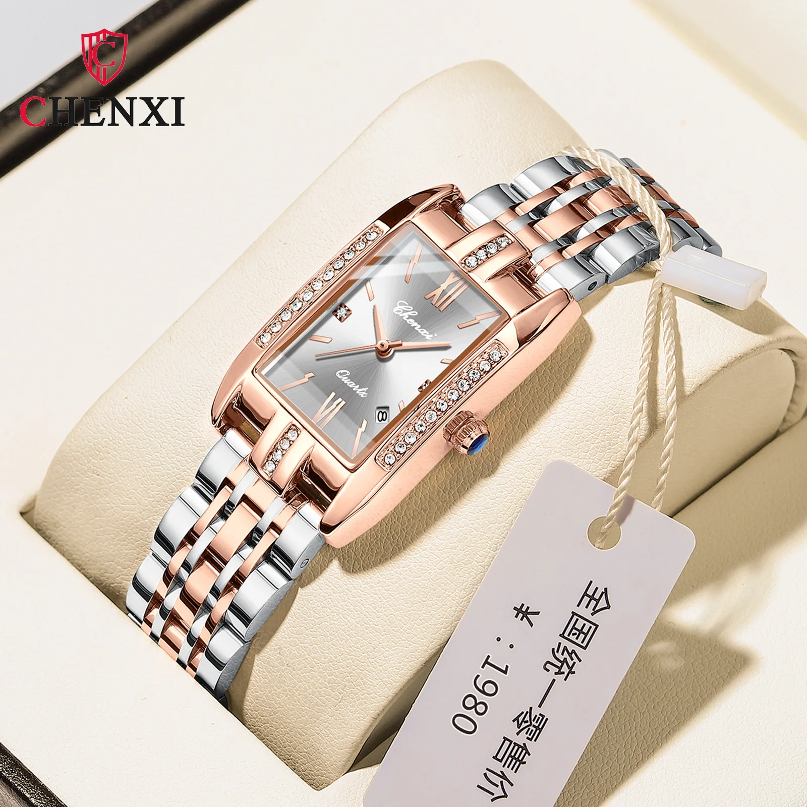 

CHENXI Brand Women New Watches Luxury Ladies Calendar Wrist Watch Square Dial Stainless Steel Quartz Wristwatch Relogio Feminino