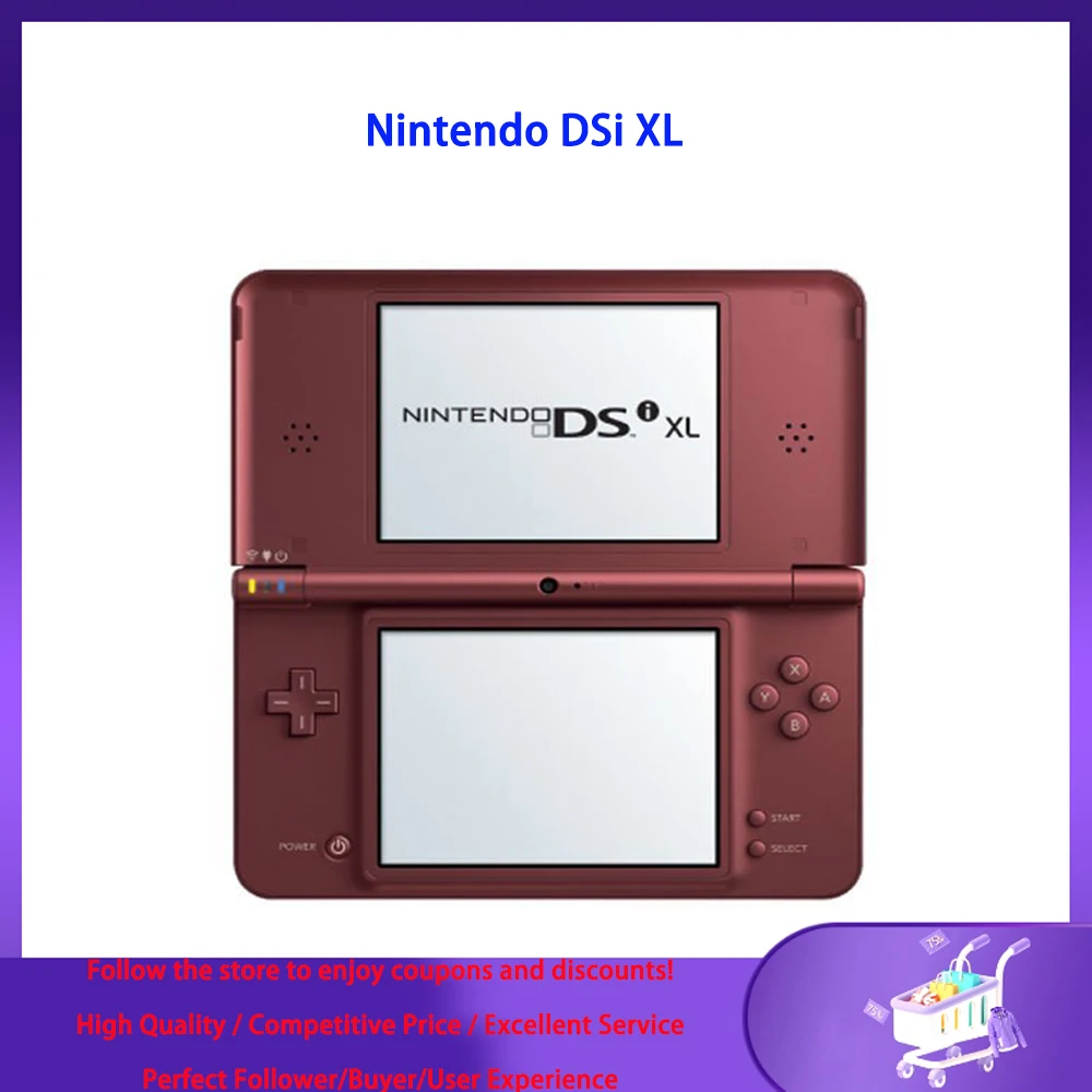 Nintendo DSi XL Burgundy Red Handheld Console W/ Charger, 5 Games, Case  Tested