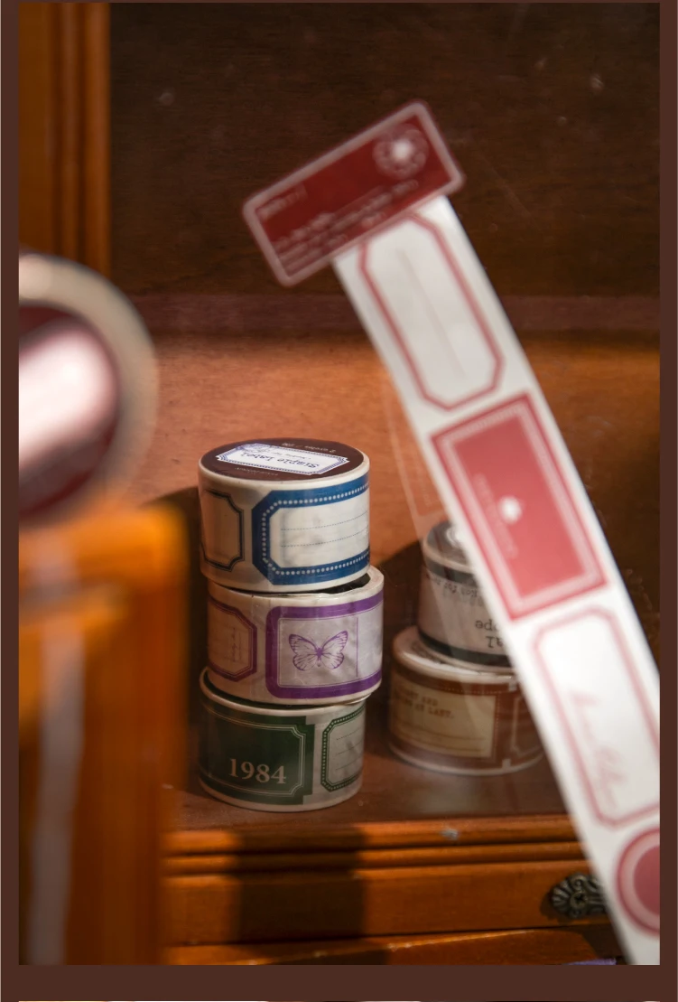 25mm x 2m Retro Simple Label Washi Sticker Tape Roll, Aesthetic Decorative Masking Tape... - SKU WSTR2006 - UGI Packaging