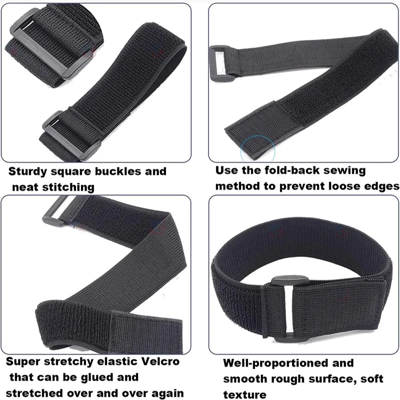 5Pcs Customizable Elastic Reverse Buckle Straps Hook and Loop Adjustable Stretchy Multi-Purpose Cable Ties Straps 200/300/400mm