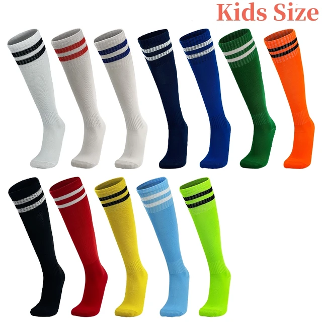 Chaussettes de Football pour enfants, chaussettes de sport antidérapantes à Tube Long, bas de Football, basket-ball, respirantes, à rayures sur les genoux, pour garçons et filles 1