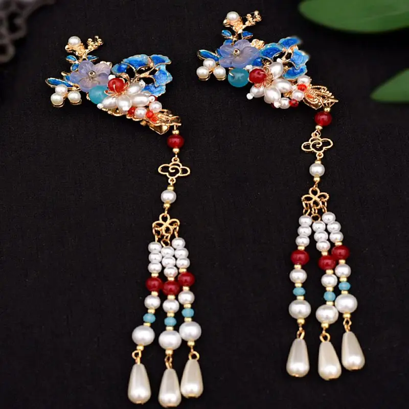 Luxury Cloisonne Hair Accessories for Women Chinese Hanfu Bridal Jewelries