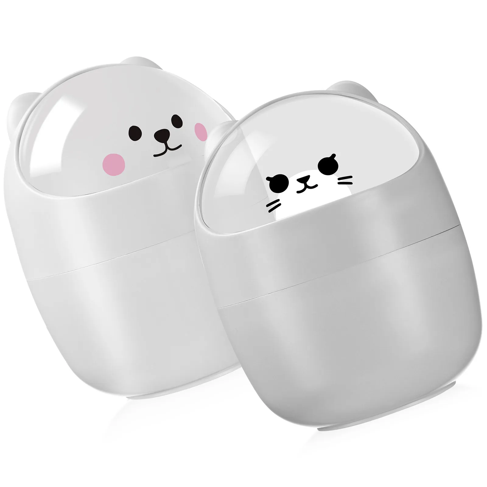 2Pcs 조리대 쓰레기통 사랑스러운 고양이 모양의 쓰레기통 다양한 장면에 적합한 실용적이고 안전한 플라스틱 좋은 경험