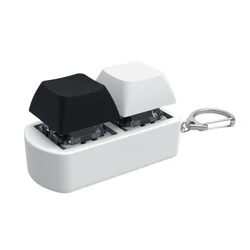 Finger Keyboard Fidget Toy Keychain - Sensory Calming Keycaps (Black and White)
