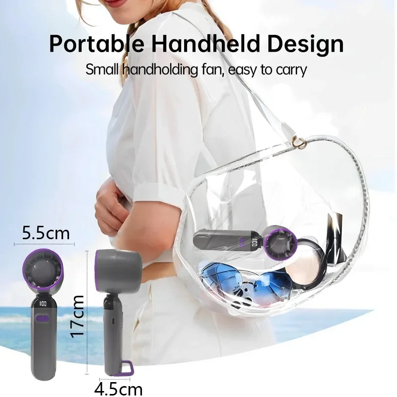 Foldable Handheld Fans Portable Cooling Fan 100-Speed Wind Rechargeable Turbo Fan for Outdoor Travel Camping