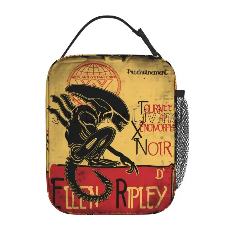 Vintage Tournee Du Xenomorphe Noir Essential Insulated Lunch Bag Alien Ellen Ripley Portable Waterproof Thermal Cooler Tote Bags