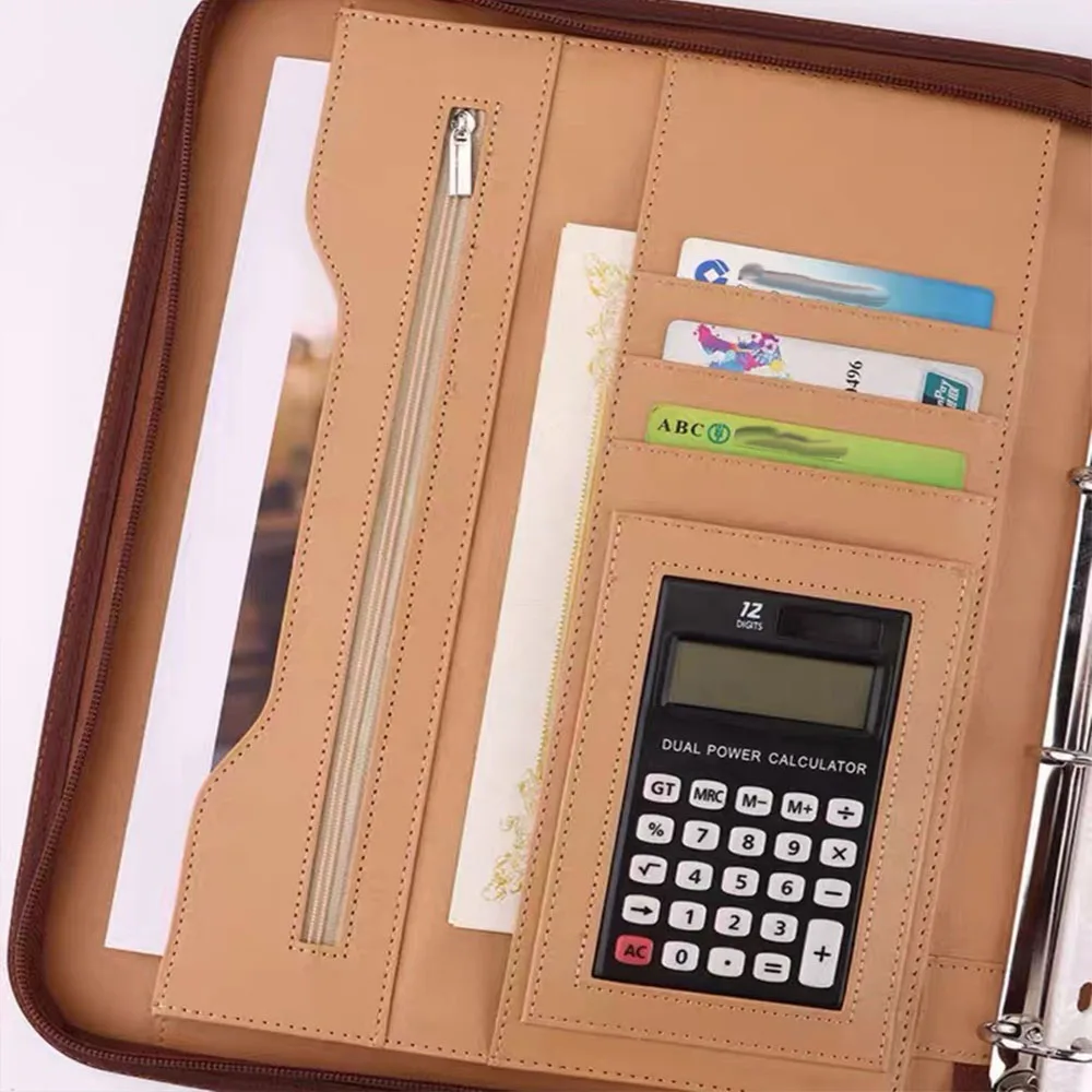A4 Multi-functional Leather File Folder Business Office Document Folder Detachable Pages For Contracts Other Paper Organizer Bag