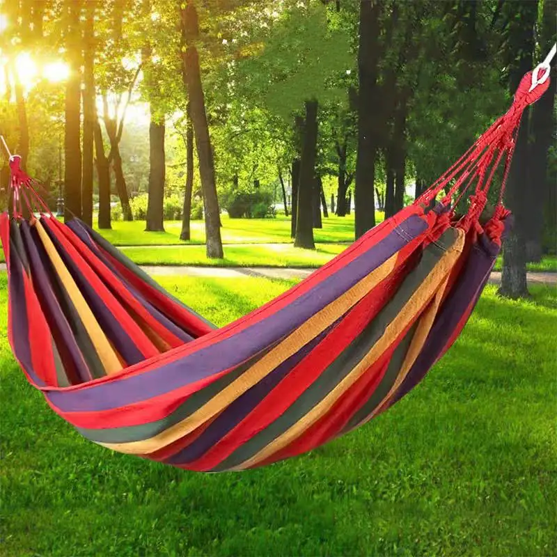 Camping Hammock Single Wide Thick Canvas Outdoor Backpackaging Leisure Swing Portable Hanging Bed Sleeping Swing,outdoor hammock swing