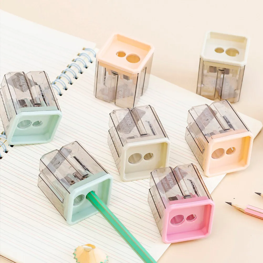 12Pcs 미니 연필깎이 투명한 본체 조절 가능한 팁 두께 부드러운 코어 출력 학생, 예술가, 사무실에 이상적