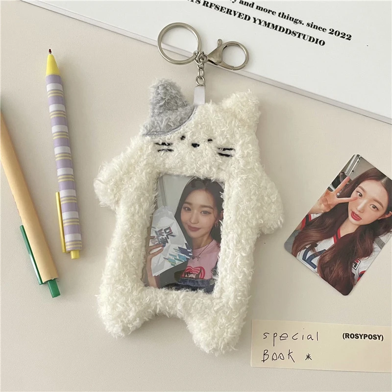 Plush Photocard Holder Kpop Idol Photo Case ID Card Cover Keychain Bag  Pendant