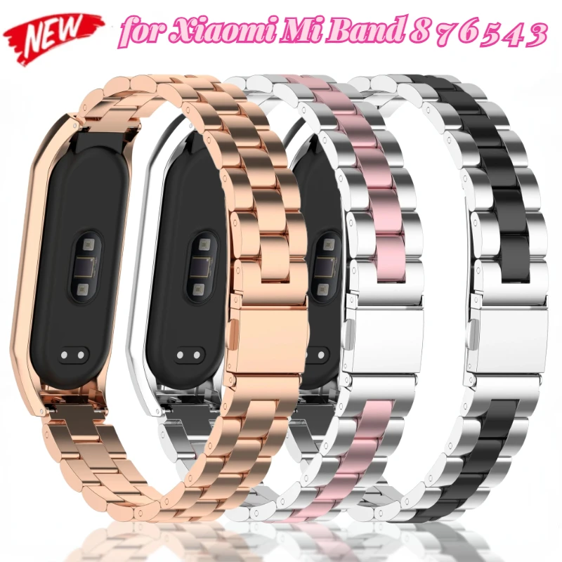 

Metal Strap for Xiaomi Mi Band 8 7 6 5 4 3 Stainless Steel Bracelet Wristband for Mi Band 8 Belt Accessories for Miband 7 Correa