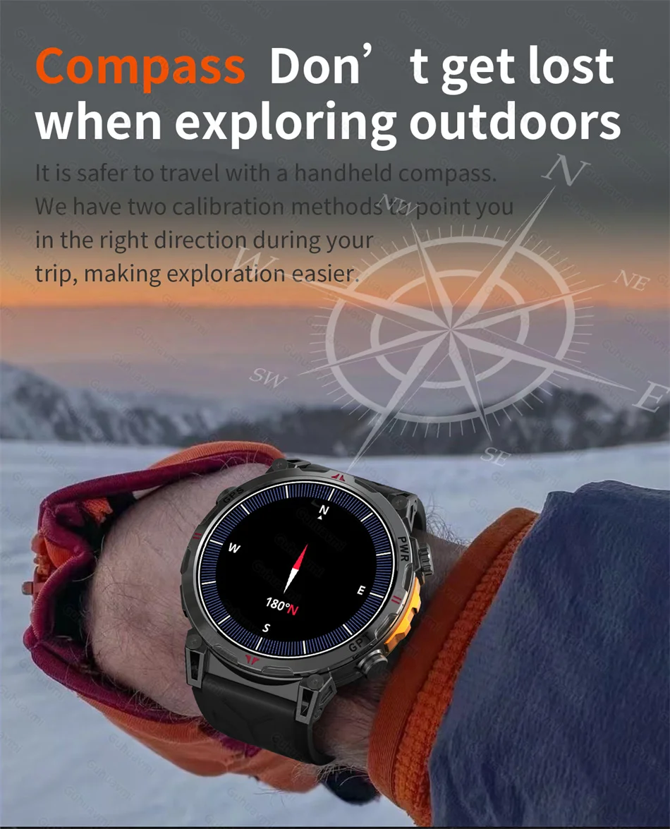 Smart Watches 1.56" AMOLED Screen GPS Fitness Tracking Compass 3ATM 650Mah Call 100+ Sports Smartwatch AI GPT For Android iOS