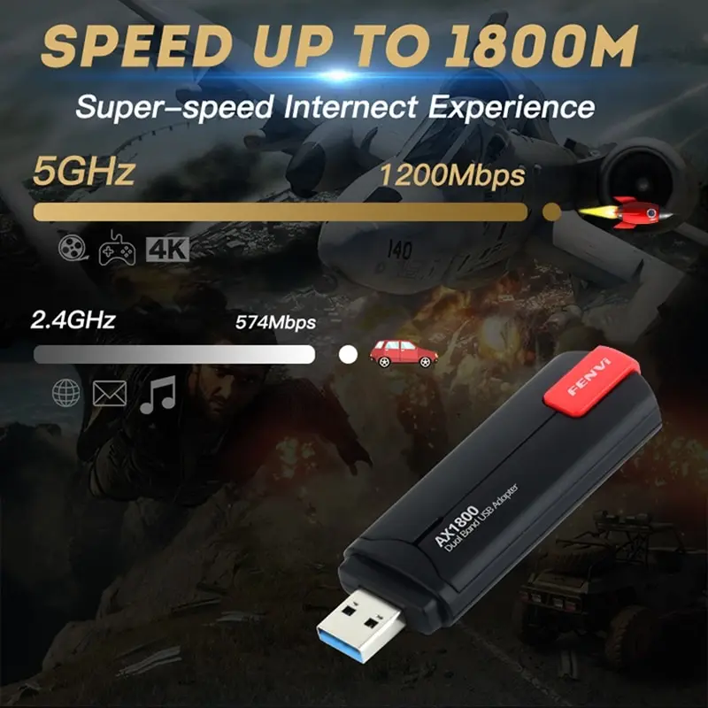 Adaptateur Usb Wi-fi 6 Double Bande 1800/5ghz, 2.4 Mb/s, Pilote Gratuit,  Dongle Usb, Carte Réseau À Gain Élevé, Pour Ordinateur Portable - Cartes  Réseau - AliExpress