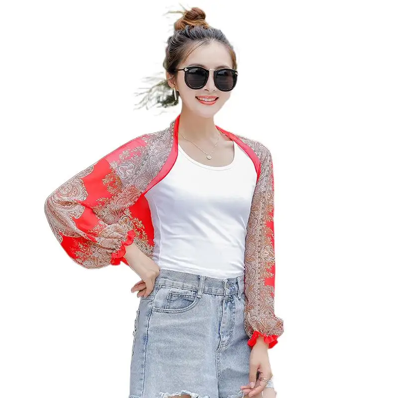 Summer Chiffon Floral Arm Cover Women Driving Sun Protection anti UV Sleeve Riding Arm Shade Shawl Scarf Long Sleeve summer chiffon sunscreen fake collar clothing shawl outdoor riding printing sun protection sleeves silk scarf wrap shawl