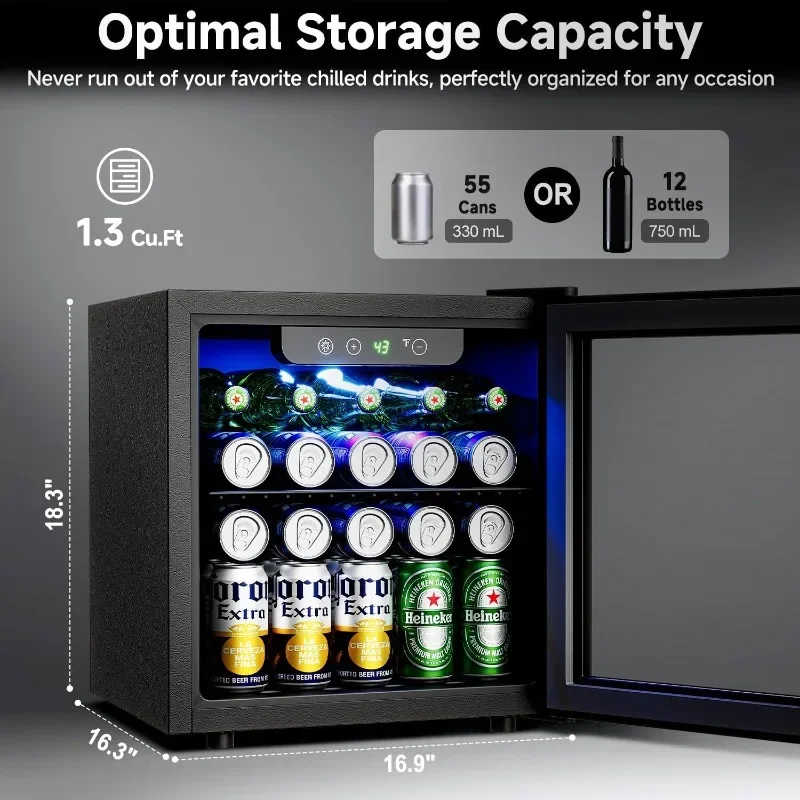 Beverage Refrigerator Cooler - 12 Bottle 50 Can Mini Fridge with Glass Door, Soda Wine Beer Drink Fridge - Small Refrigerator 2 Beverage Refrigerator Cooler - 12 Bottle 50 Can Mini Fridge with Glass Door, Soda Wine Beer Drink Fridge - Small Refrigerator 2