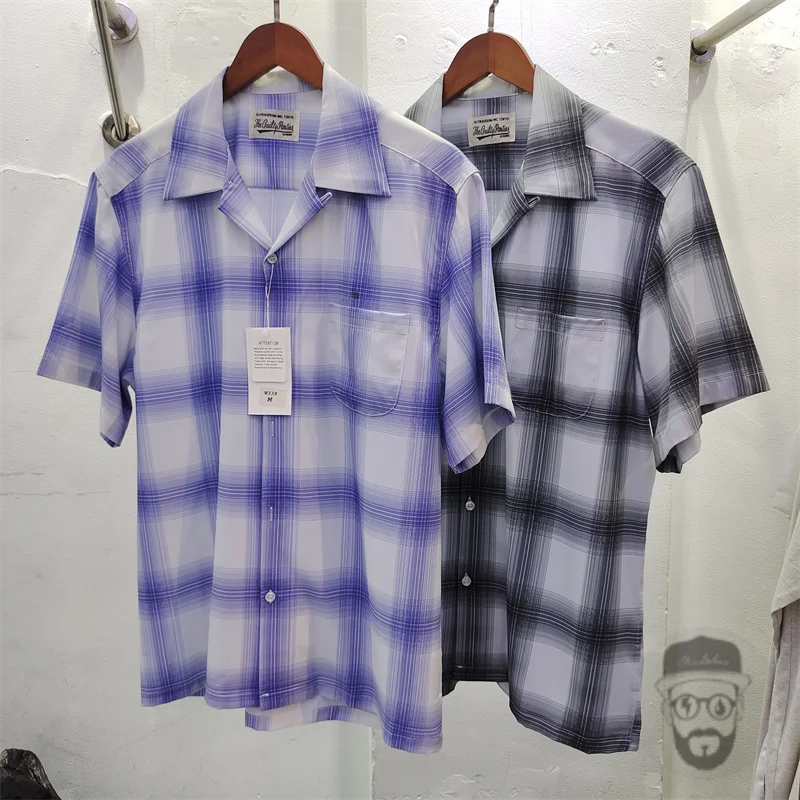 

Y2k CHECK SHIRT WACKO MARIA New Checkered Hawaiian Short Sleeve Shirt mens shirts free shipping