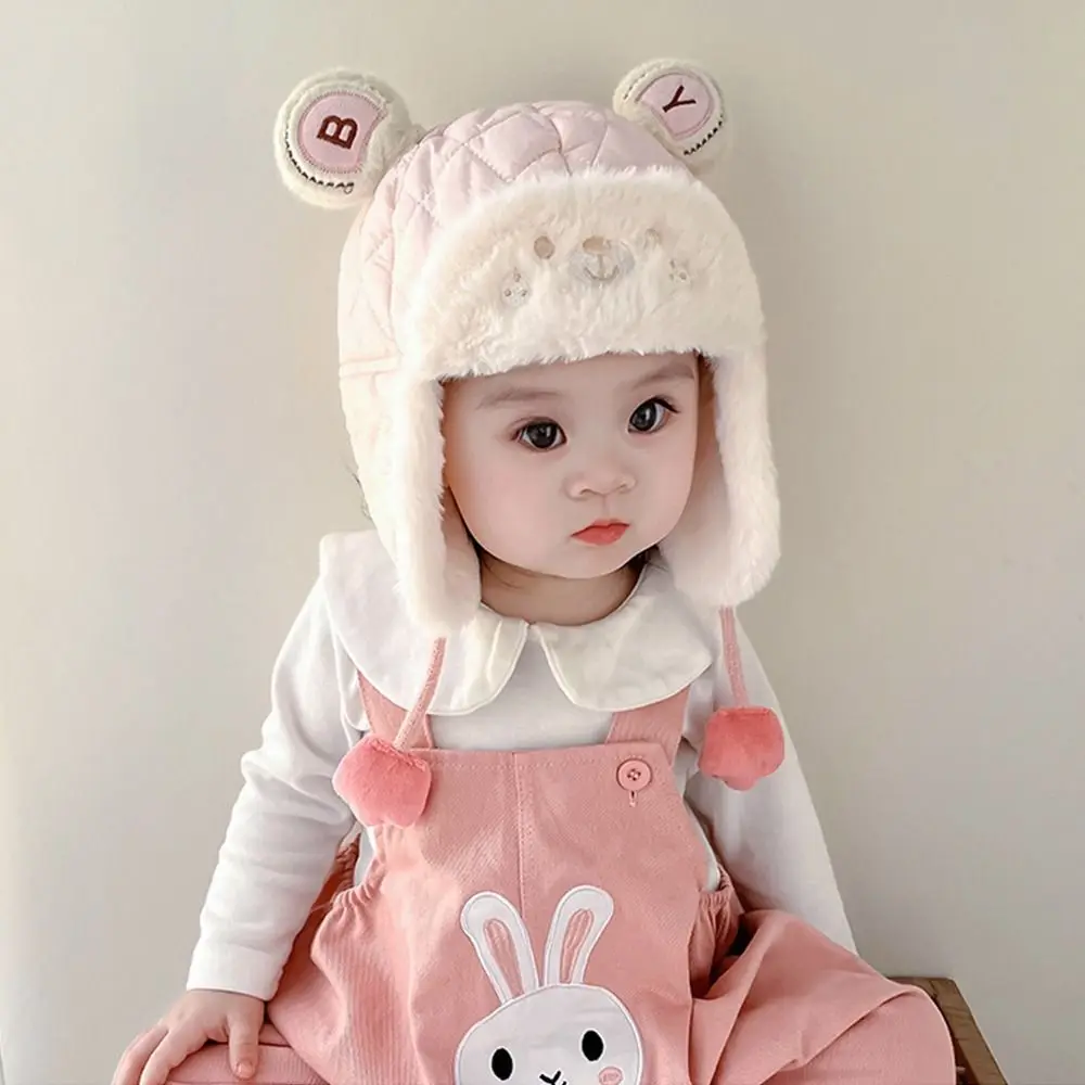 Cute Windproof Kids Winter Beanie Hat Cold Proof Fleece Wool Skiing Cap Soft Children Warm Cap Outdoors