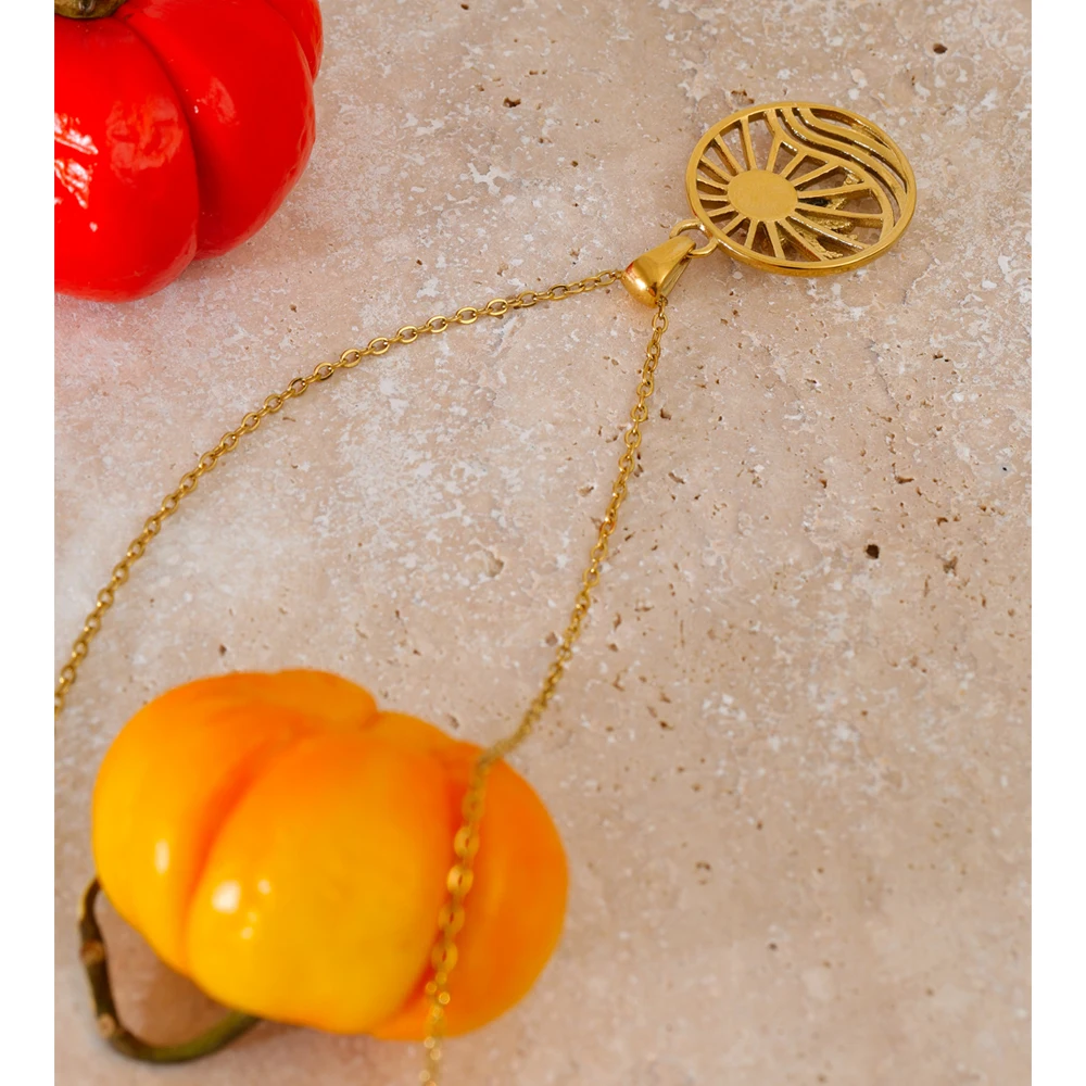 Yhpup Summer Stainless Steel Sun Pendant Necklace