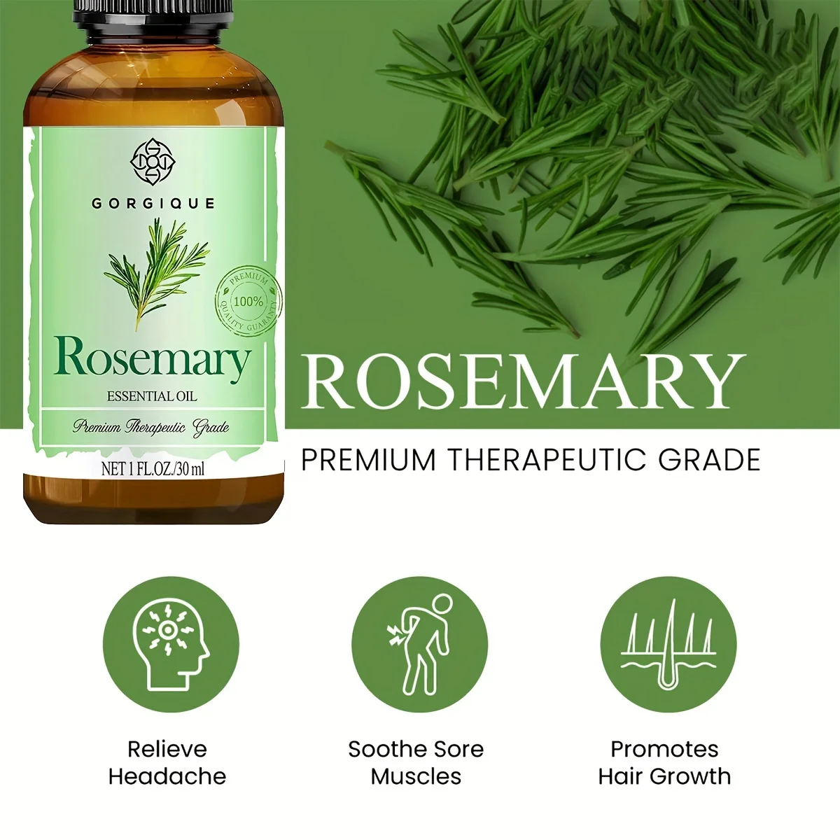 Rosemary Essential Oil Pure and Natural Premium Therapeutic Grade with Premium Glass Dropper